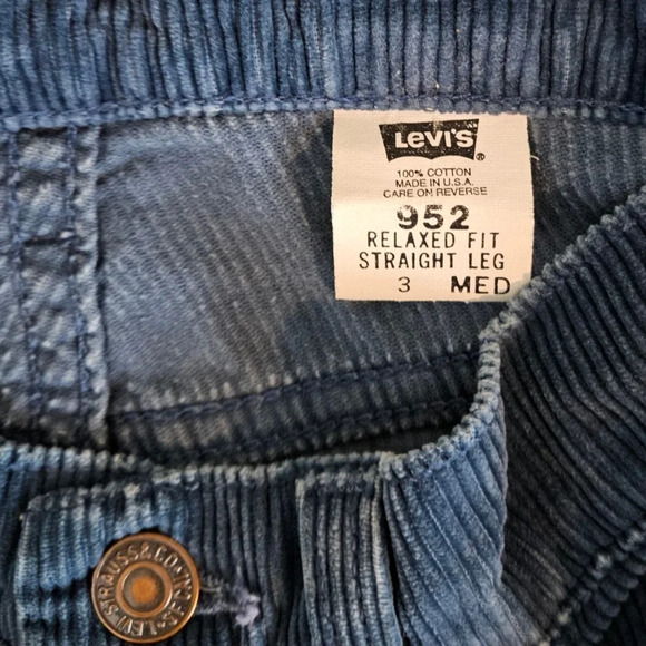 Levi's Strauss 952 Straight Leg Women Corduroy Orange Tab Pants M Blue - Picture 5 of 6